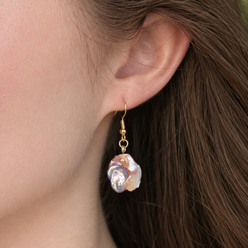 Rosette Baroque Pearl Earrings