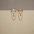 One-of-one 14k gold filled pearl chain drop earrings