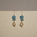 Nerina aquamarine and freshwater baroque pearl drop earrings