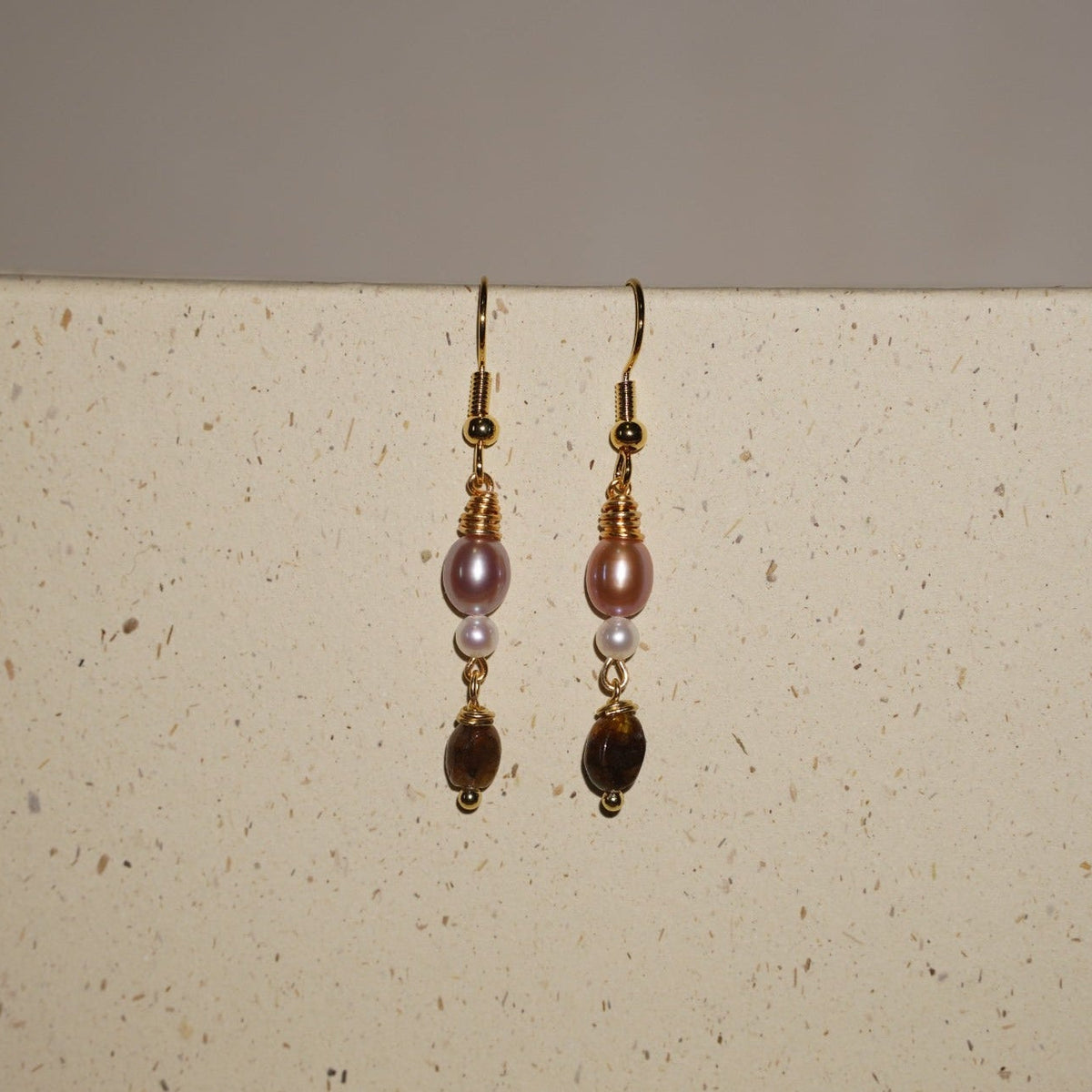 Sienne freshwater pearl and tourmaline drop earrings