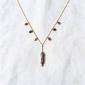 Viola Necklace with multicolored tourmaline stones and a mauve-purple baroque pearl on a 14k gold-filled chain